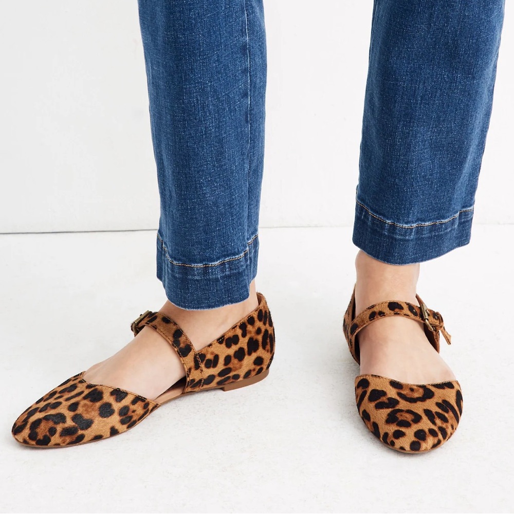 Madewell The Alina Mary-Jane Flat in Leopard Calf Hair